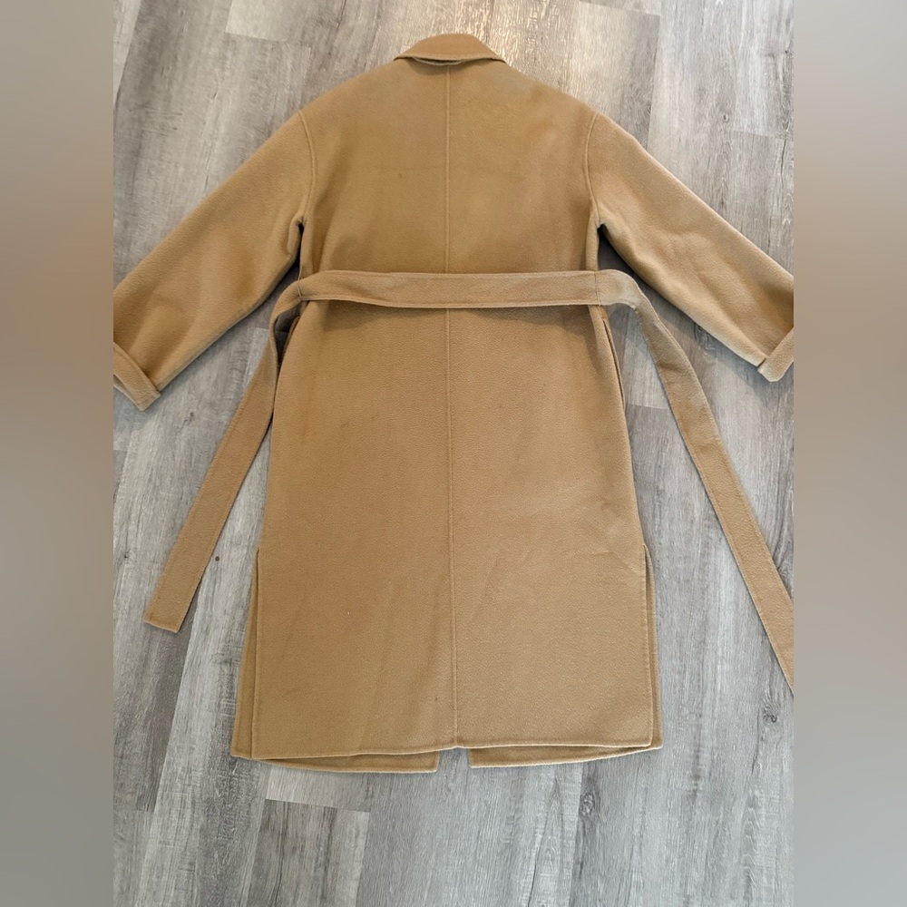 Olive UK Classic Tan Camel Wool Trench Coat with Belt - Picture 12 of 13